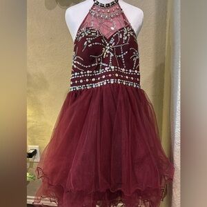 Chic Maroon Kids Dress with Embellishments